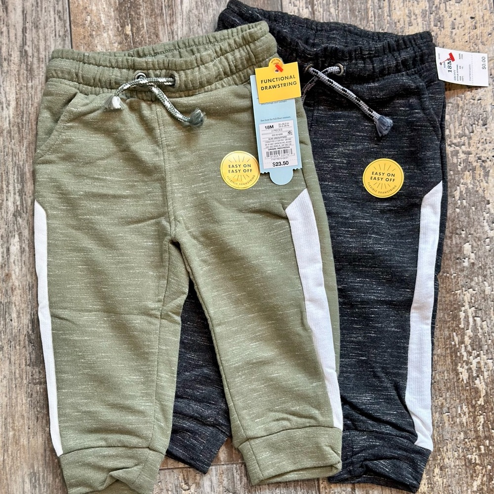 18M Cat & Jack Jogger Pants Lot of 2 - Green and Black
